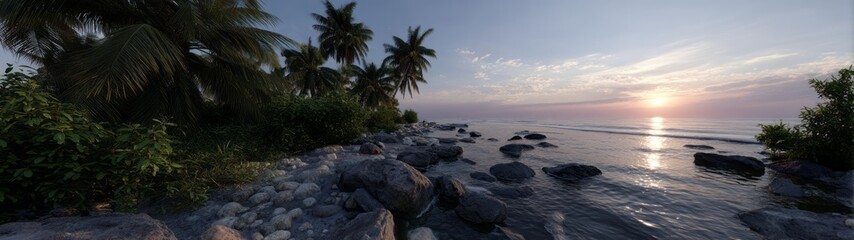 Tropical island sunset exported hdri panoramic equirectangular environment map