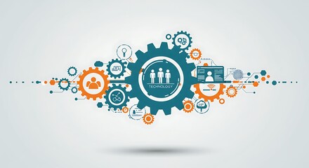 Abstract illustration of interconnected gears representing business technology