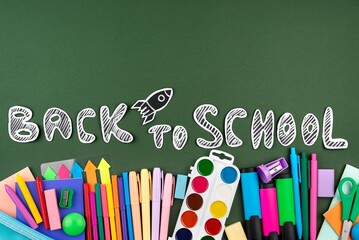 Back to school background with school supplies background