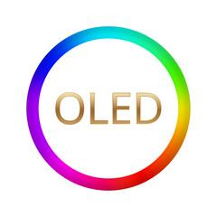 Colorful oled technology symbol with multicolored circle design.