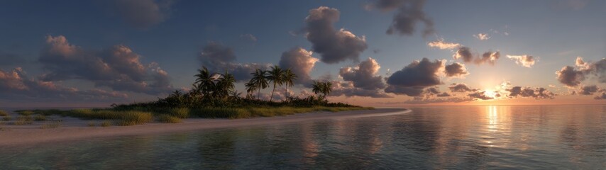 Tropical island beach sunset hdri panoramic 360-degree equirectangular view