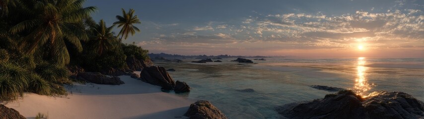 Exported tropical island beach at sunset hdr panoramic equirectangular environment