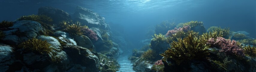 Obraz premium Underwater coral reef exploration ocean depths hdri panoramic environment map