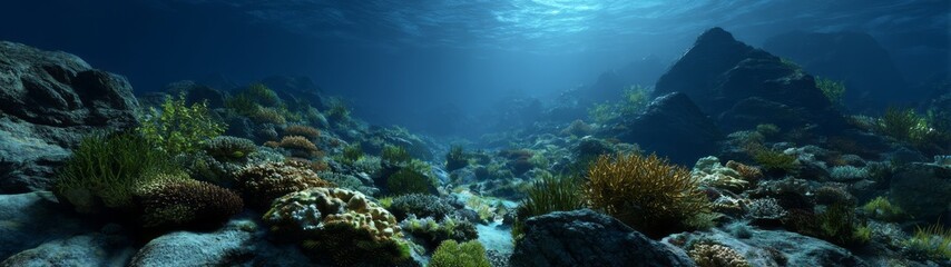 Obraz premium Underwater coral reef exploration ocean depths hdr panoramic equirectangular environment