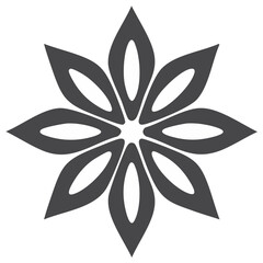Eight-Petal Flower Illustration, Decorative Geometric Floral Design, Star Anise Shape