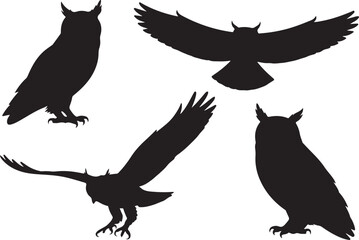 Cute vector set of Owl birds illustration