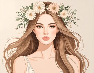 Woman with flower crown portrait (2)