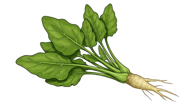 Fresh spinach leaves isolated on white background digital illustration