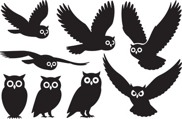 Cute vector set of Owl birds illustration
