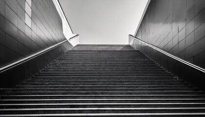 Fototapeta premium slightly horizontal stairs photographed in black and white minimalism