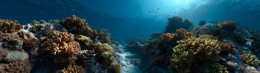 Underwater coral reef exploration ocean hdr panoramic equirectangular environment map