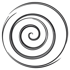 Naklejka premium Artistic black spiral pattern illustration with hand-drawn concentric lines and a smooth swirl