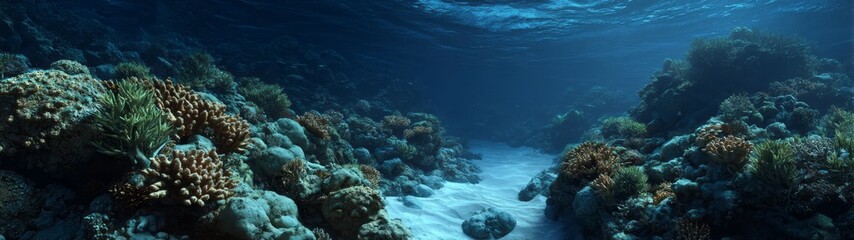 Fototapeta premium Underwater coral reef exploration ocean depths hdri panoramic environment map