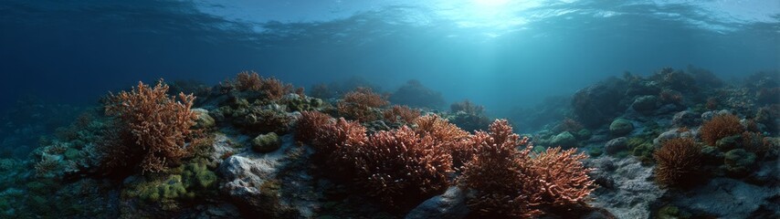 Underwater coral reef ecosystem hdri panoramic view ocean equirectangular environment