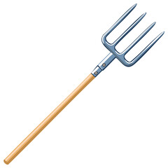 Naklejka premium Farm Pitchfork Tool with Wooden Handle and Metal Tines