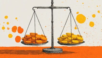 Balancing abundant gold coins on a vintage scale symbolizing financial decisions and wealth management strategies for prosperity