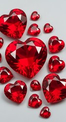 Elegant Sparkly Ruby Heart Gemstones Romantic Love Valentine Background
