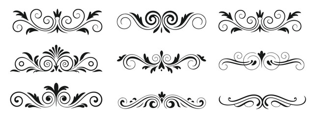 Vintage Floral Dividers and Decorative Ornaments Set vector