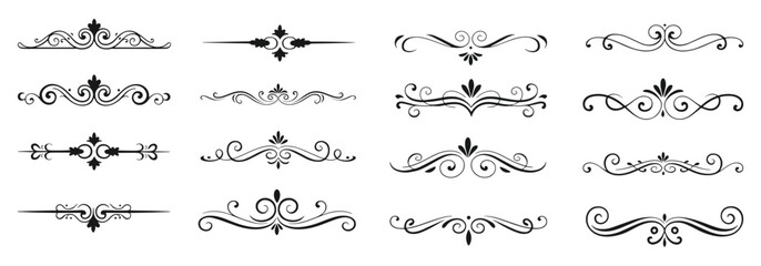 Elegant decorative dividers, ornate line separators, vintage flourish design