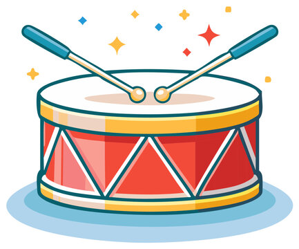 red drum with drumsticks, cartoon style clip art preview