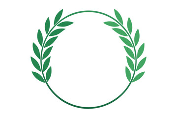 Green laurel wreath emblem on white background