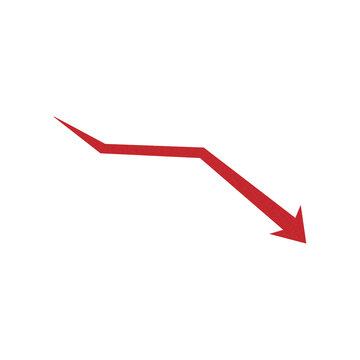 Red downward arrow indicating decline business finance trend