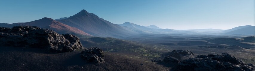 Fototapeta premium Exported hdri panoramic volcanic landscape with lava 360-degree viewpoint