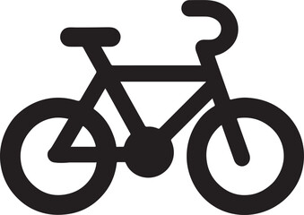 Silhouette glyph of a bicycle, ideal for sports, fitness, recreation, and outdoor activity design.