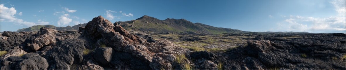 Fototapeta premium Volcanic landscape exploration hawaii hdri panoramic environment map equirectangular view