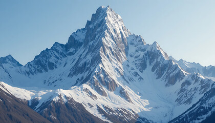 Snowy alpine mountain peak in daylight