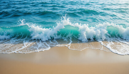 Ocean wave crashing on sandy beach
