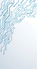 Abstract vector illustration of a high-tech blue printed circuit board on a light gray background.