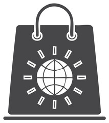 Obraz premium Shopping bag with a glowing globe icon representing global e-commerce and online shopping