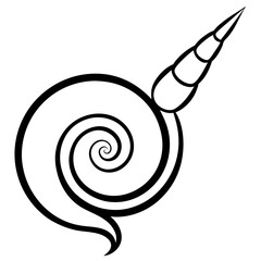 Abstract snail illustration in black and white minimalist style creating a unique design aesthetic
