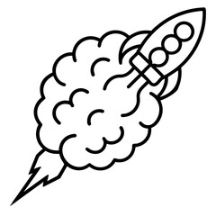 Conceptual Brain Rocket Launch Illustration for Innovation Ideas and Creative Solutions with Spacecraft