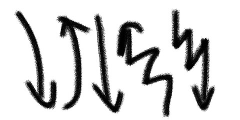 Hand-Drawn Black Arrows Pointing Down | Directional Symbols for Infographics, Data Visualization, Navigation, and Design Elements