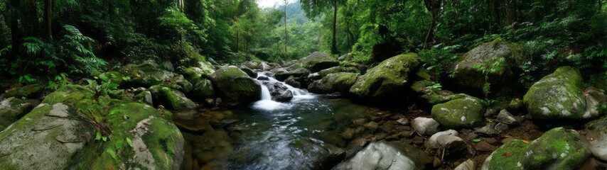 Lush rainforest waterfall export hdri panoramic environment map 360-degree viewpoint
