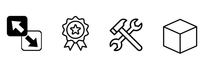 Set of assembled easily, quality material, adjustable, big storage soace, icons fir ahipping promotion concept 