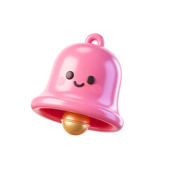 Fototapeta premium Pink Bell Notification Alert Ring Symbol 3D Render Icon Illustration Cute Cartoon Style