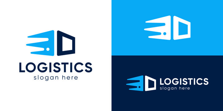 Creative simple logistics logo template. Modern delivery service, shipping logo design vector illustration.