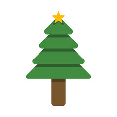 Simple Flat Christmas Tree with Star