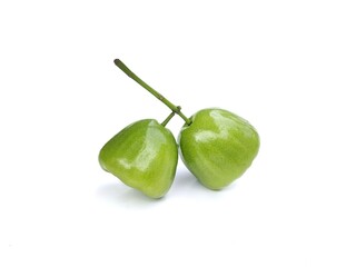 Fresh green water rose apple fruit isolated on white background 