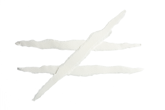 Note paper is torn into long strips for writing messages, photographed with a high-resolution camera.