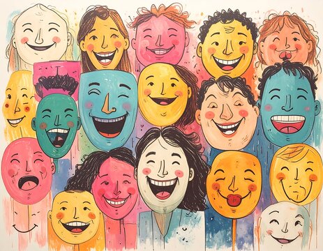 Diverse group of joyful faces - Powered by Adobe