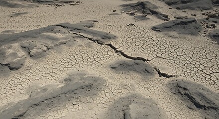 Aerial view of cracked earth surface in dry landscape
