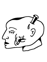 Edgy surreal head pain nail smoking tattoo design