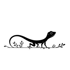 Fototapeta premium Anole. Anole simple black and white line art vector logo