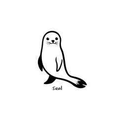 Obraz premium Seal. Seal simple black and white line art vector logo