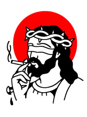 Rebel Christ blindfolded vintage tattoo flash design