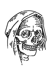 Edgy grim reaper hooded skull old school tattoo art